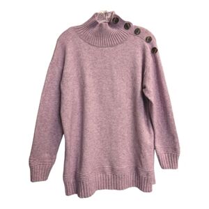 Anthropologie turtleneck sweater lavender purple shoulder buttons